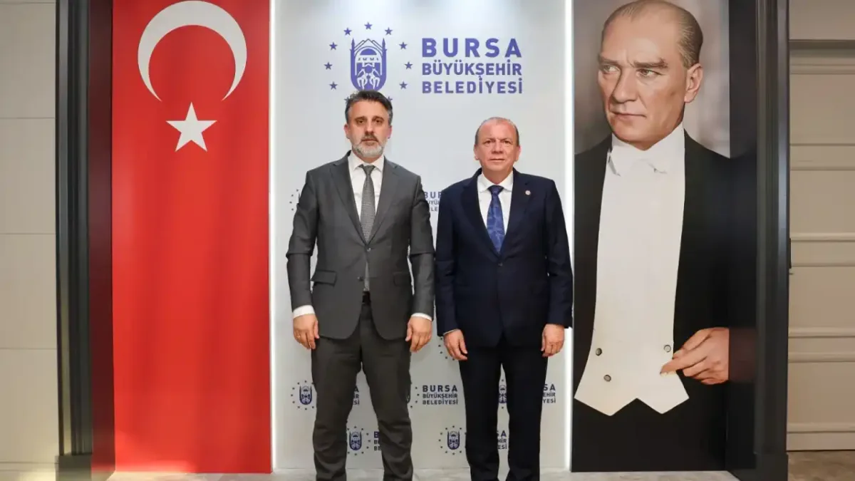 BTSO Başkanı Özer Matlı ve Büyükşehir Belediye Başkan Vekili Şahin Biba'nın buluşması.