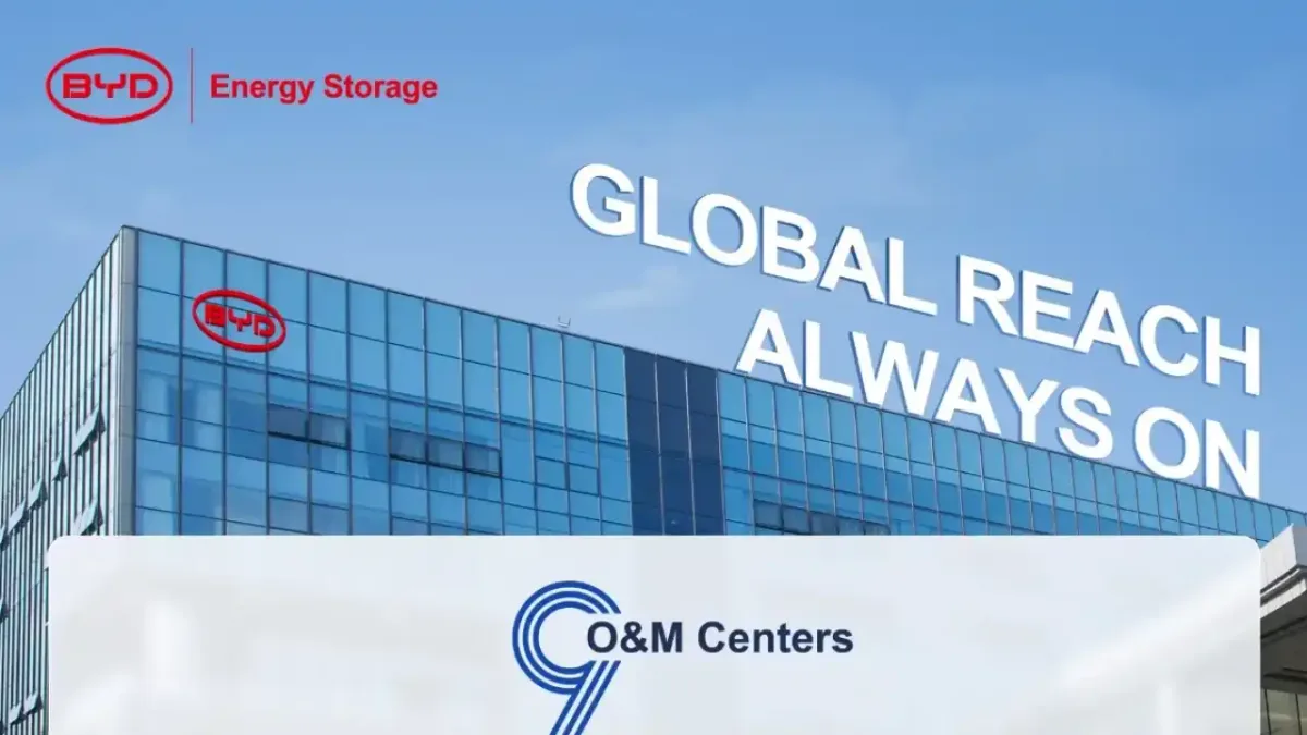 BYD Energy Storage'ın yeni servis merkezi açılışına dair bir görsel.