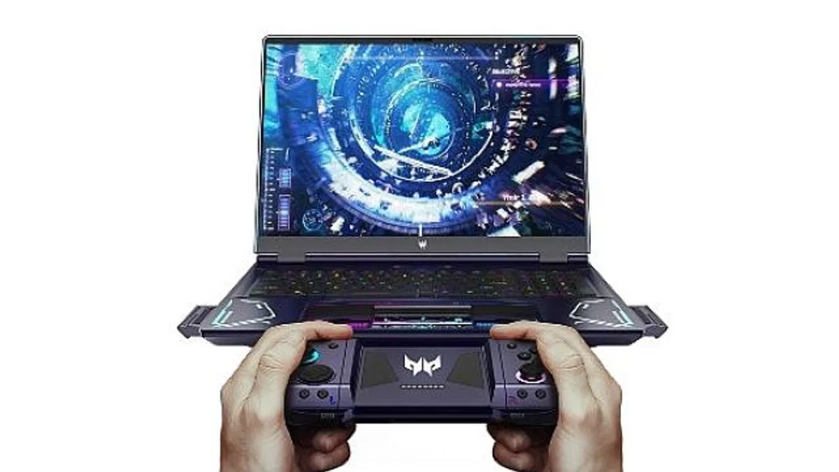 Çift Kişilik Oyun Deneyimi İçin Çıkarılabilir Kontrolcülerle Donatılmış Yenilikçi Oyun Dizüstü Bilgisayarı Konsepti: Project DualPlay