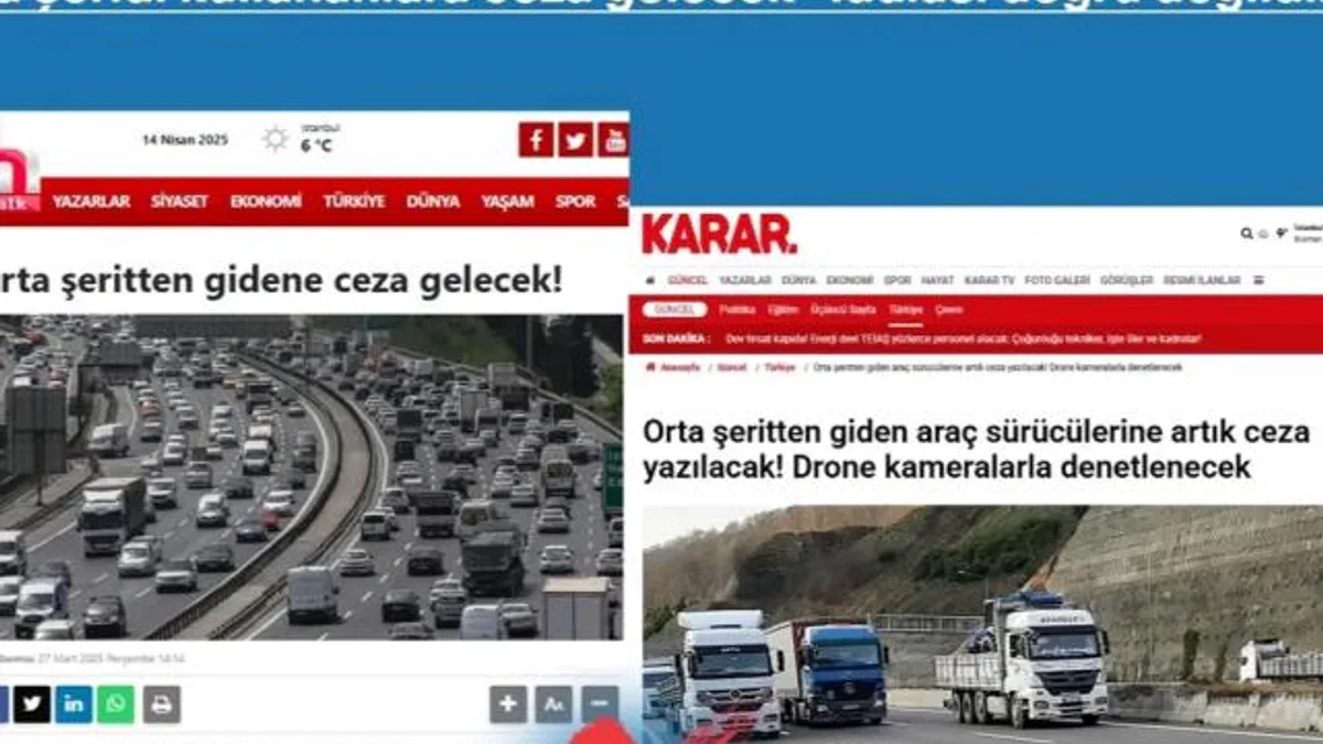Trafikte ‘orta şeride ceza’ iddiaları asılsız