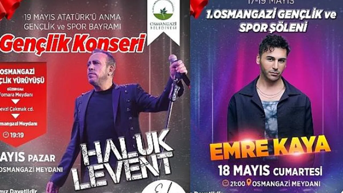 Osmangazi’de 3 gün sürecek 19 Mayıs Coşkusu Haluk Levent ve Emre Kaya ile Kutlanacak