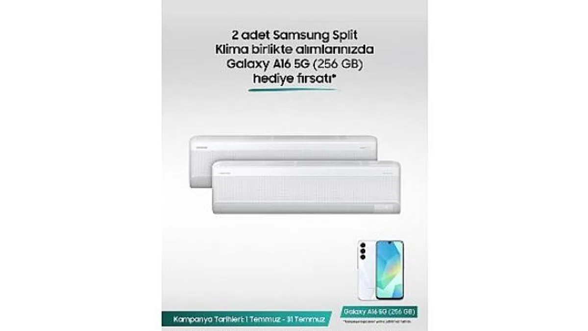 Samsung Split Klimalarda 2’li alımda Galaxy A16 5G telefon hediye fırsatı!