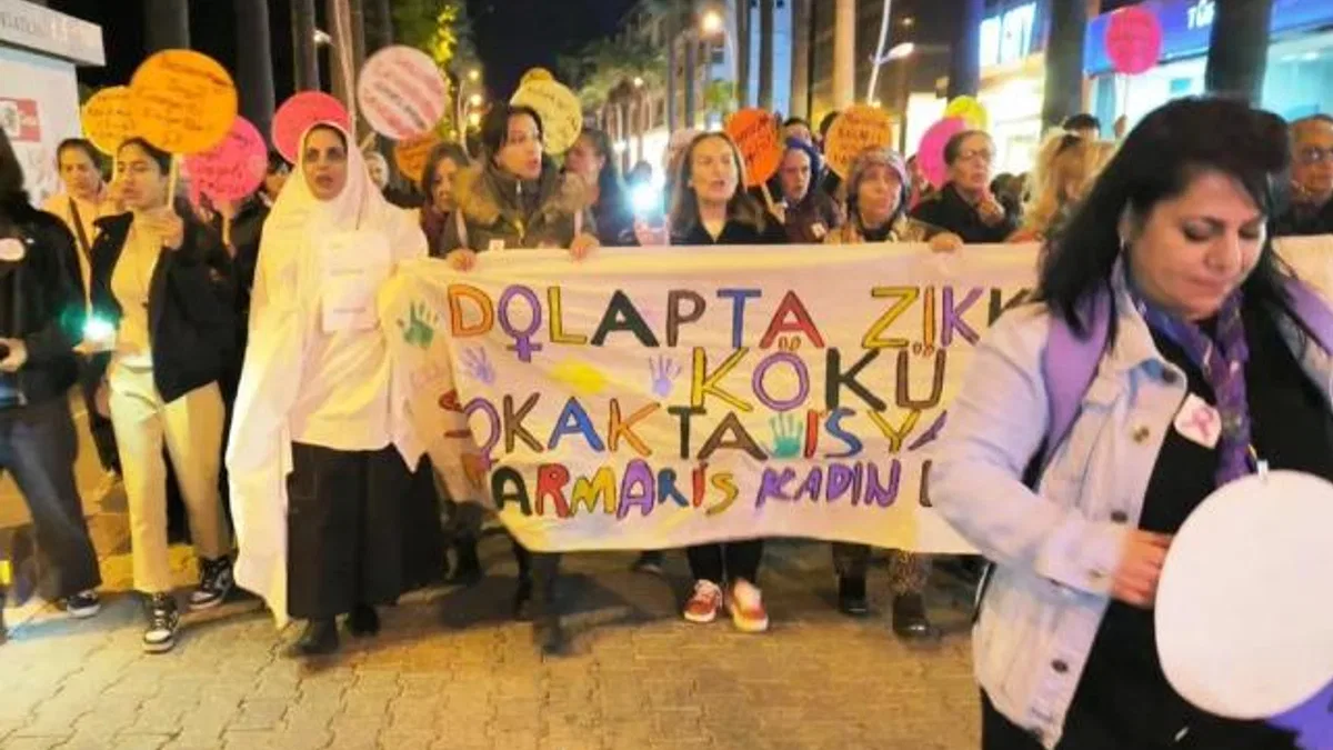 Muğla Marmarisli kadınlardan şiddete tepki