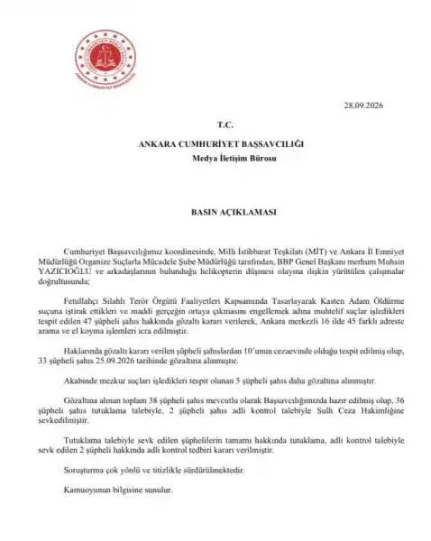 Yazıcıoğlu helikopter kazası soruşturmasında 38 kişi tutuklandı