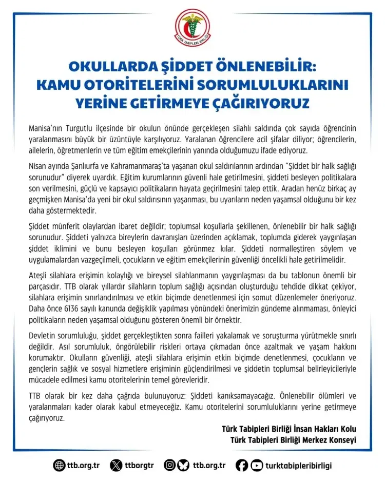 TTB'den okul şiddeti için önlem çağrısı