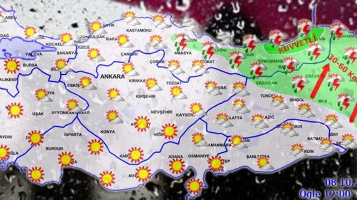 8 Ekim hava tahmin raporu yayımlandı… Doğu Anadolu’da yağışlara dikkat!