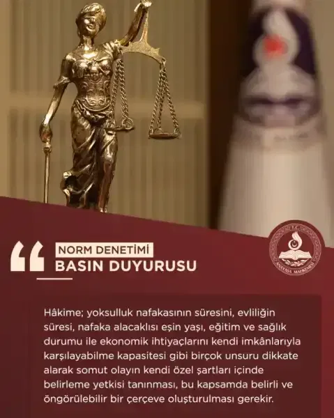 Anayasa Mahkemesi'nden süresiz yoksulluk nafakası kararı