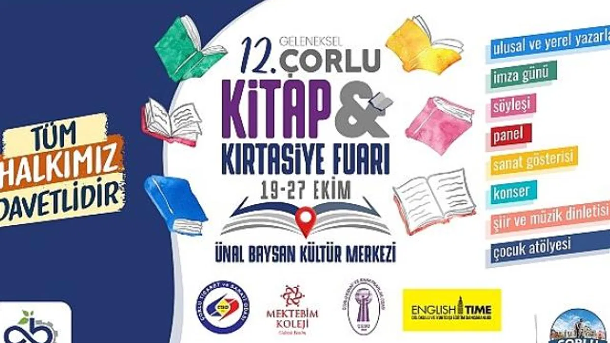12. Çorlu Kitap ve Kırtasiye Fuarı Kapılarını Açıyor