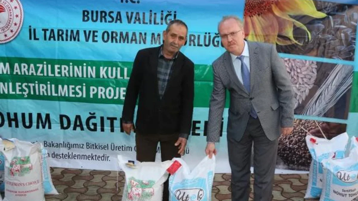Mustafakemalpaşalı üreticilere nohut ve sorgum tohumu desteği