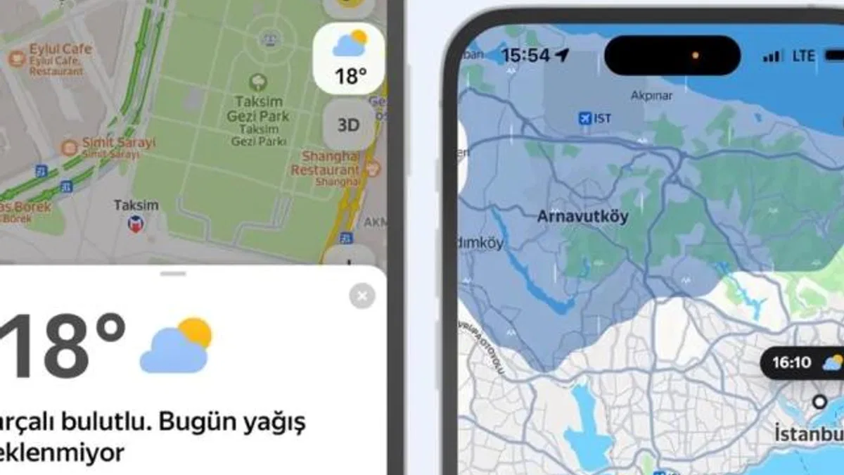 Yandex Maps’e gerçek zamanlı hava durumu tahminleri geldi