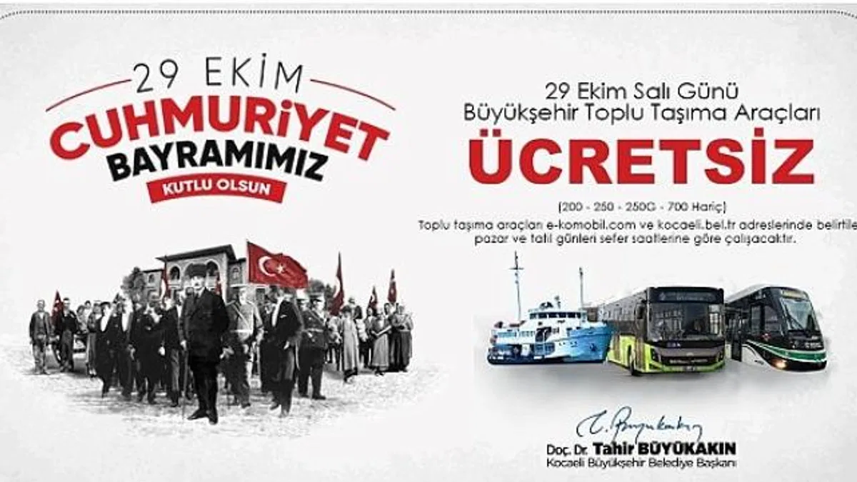 Büyükşehir’den 29 Ekim’de ücretsiz ulaşım