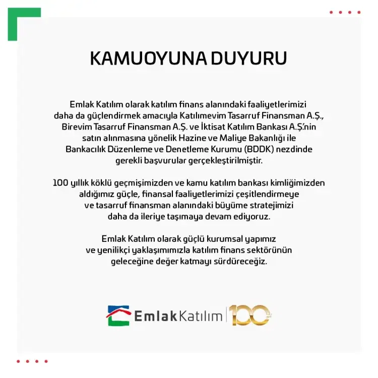 Emlak Katılım, üç şirketi satın almak için başvurdu