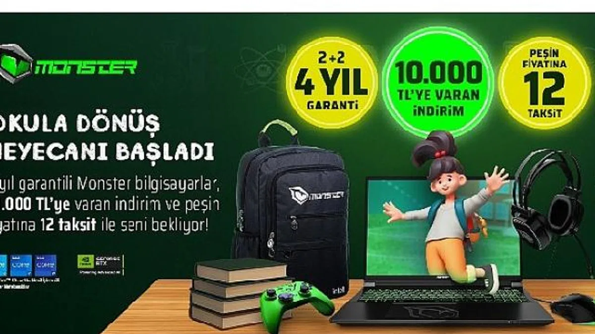 Monster’dan benzersiz okula dönüş kampanyası Okula dönüş kampanyası başladı: 4 yıllık garanti ve 10 bin TL’ye varan indirim