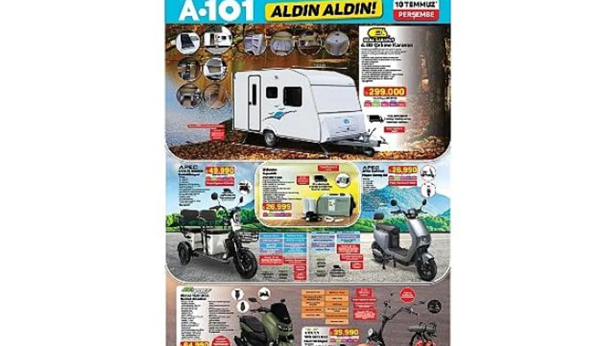 A101 10 Temmuz İtibarıyla Moped, Karavan ve Teknolojik Ürünleri Tüketicilere Sunuyor