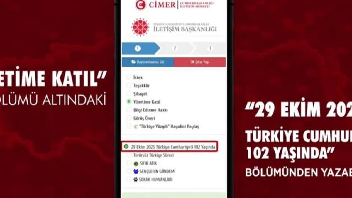 Vatandaşlar Cumhuriyet duygularını CİMER’den paylaşabilecek