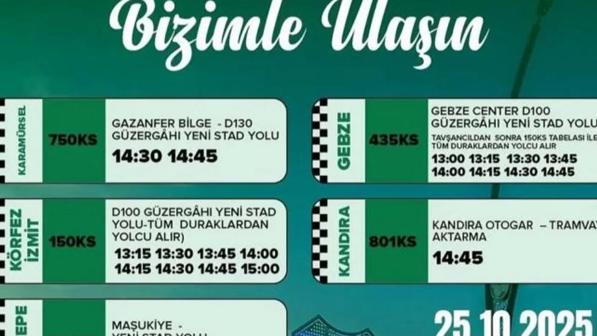 Kocaelispor maçına ulaşım seferberliği
