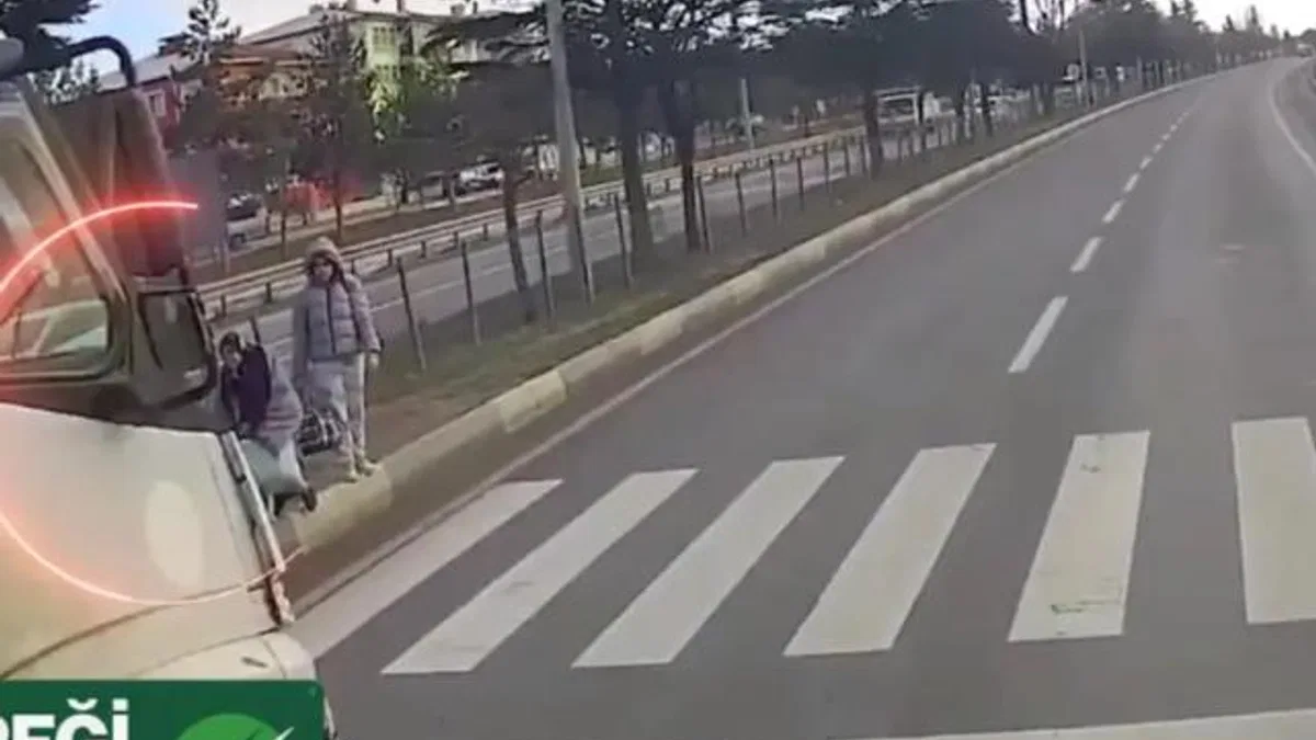Yaya geçidinde facianın eşiğinden dönüldü! Kamyon sürücüsüne gereği yapıldı!
