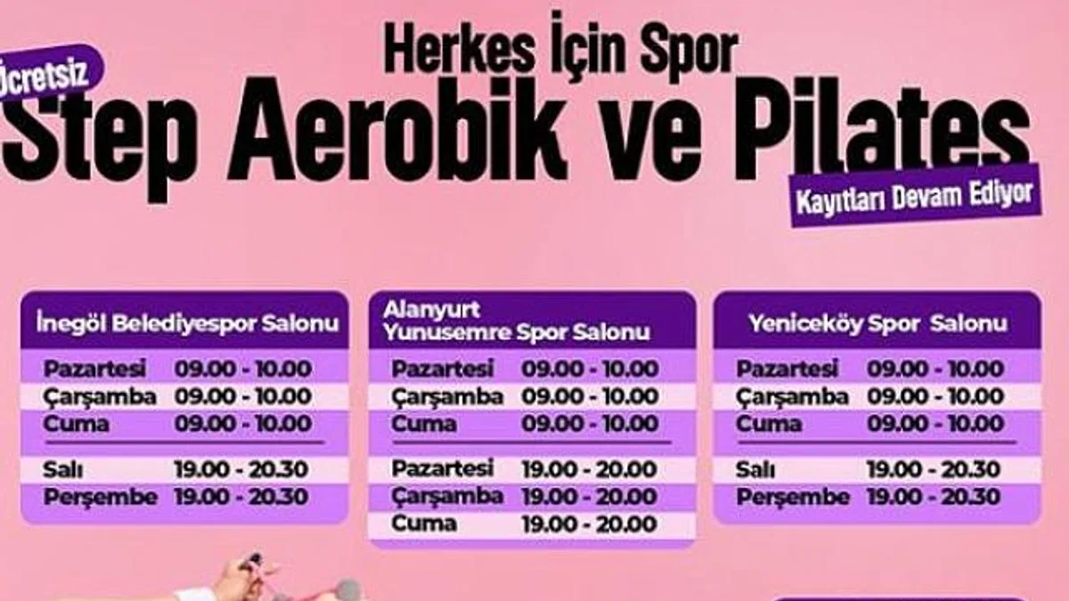 Kadınlar İçin Ücretsiz Step, Aerobik Ve Pilates Kayıtları Başlıyor