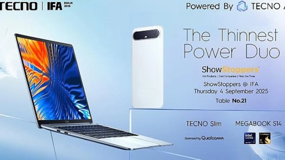 TECNO, IFA ShowStoppers 2025’te TECNO Slim Akıllı Telefonlarını ve Yapay Zeka Destekli Dizüstü Bilgisayarlarını Tanıtacak