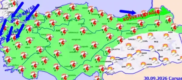 Meteorolojiden birçok ile sağanak ve fırtına uyarısı
