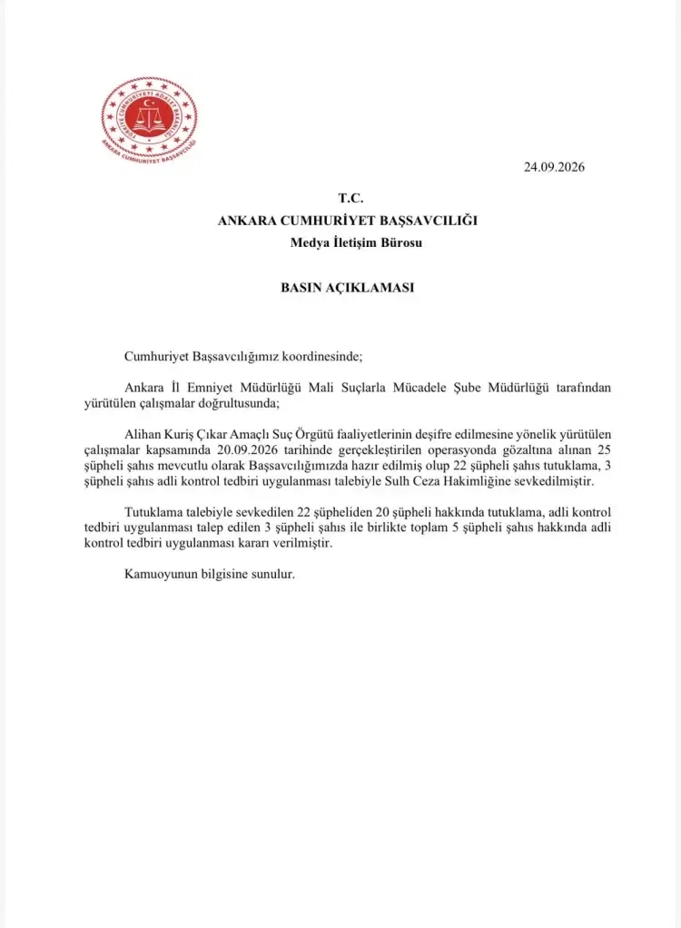 Alihan Kuriş soruşturmasında 20 kişi tutuklandı