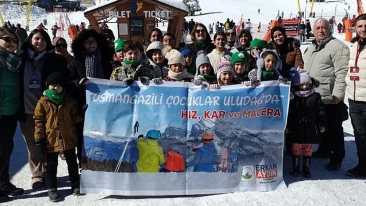 Bursa Osmangazili çocukların kayak yapma mutluluğu