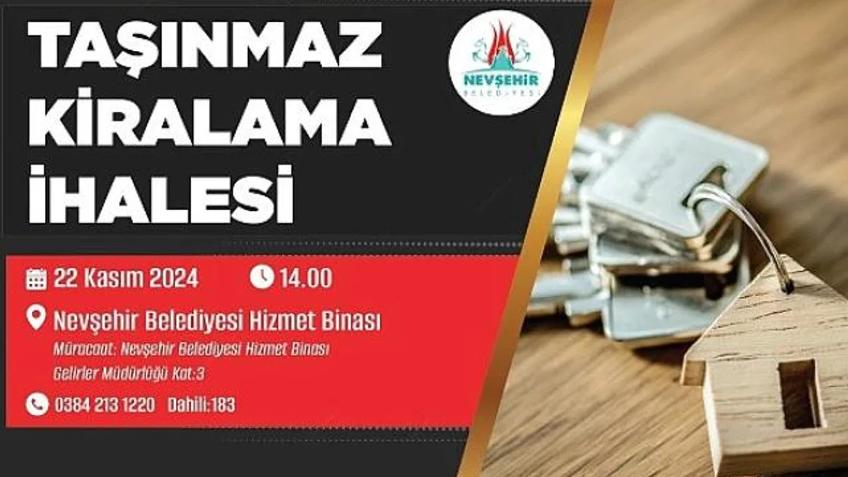 Nevşehir Belediyesi’nden taşınmaz kiralama ihalesi.