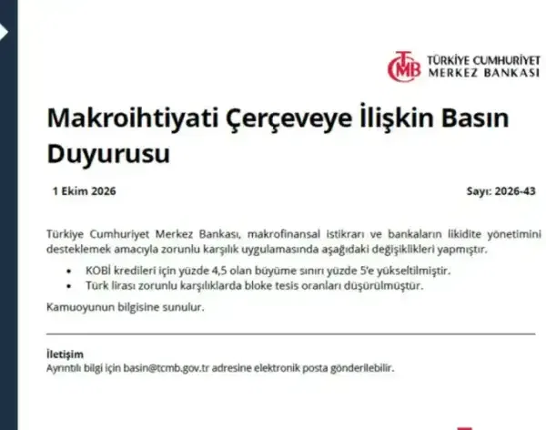 Merkez bankası küçük ve orta büyüklükteki işletme kredilerinde büyüme sınırını yükseltti