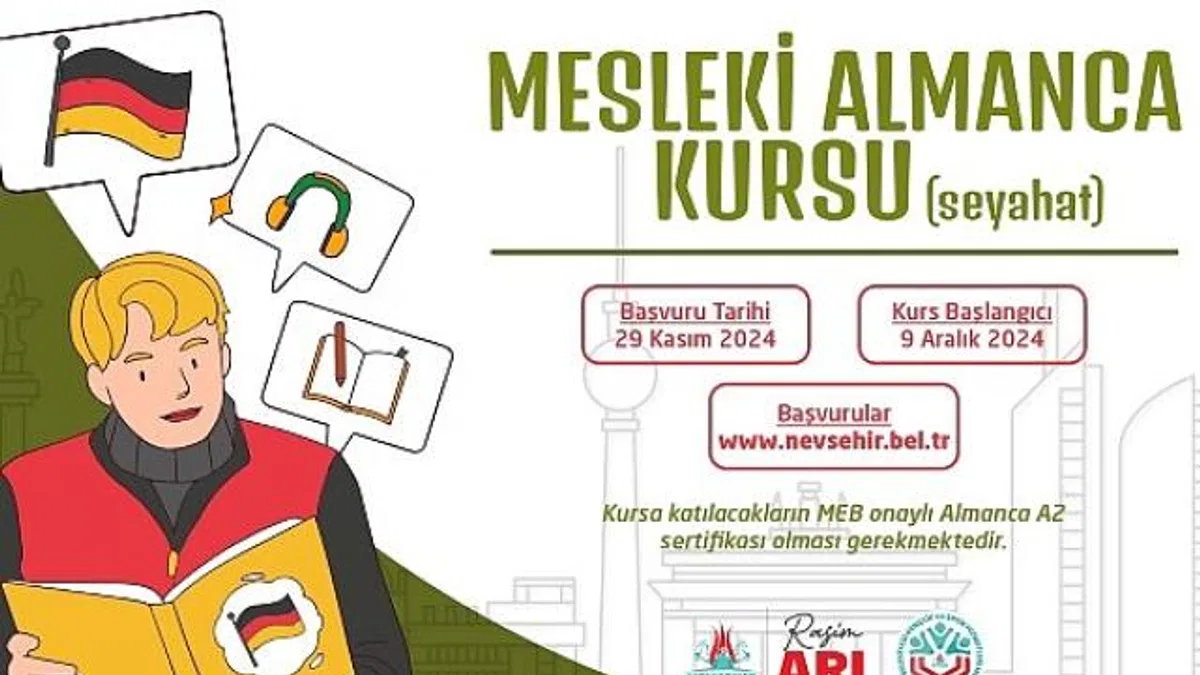 Nevşehir Belediyesi Gençlik ve Spor Hizmetleri Müdürlüğü bünyesinde Seyahat içerikli Mesleki Almanca Kursu açılacak.