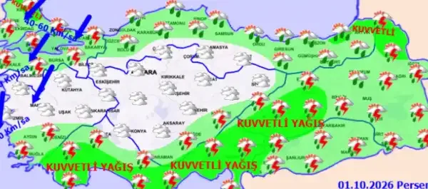 Meteoroloji genel müdürlüğü ekim ayının ilk gününde beş bölge için uyardı