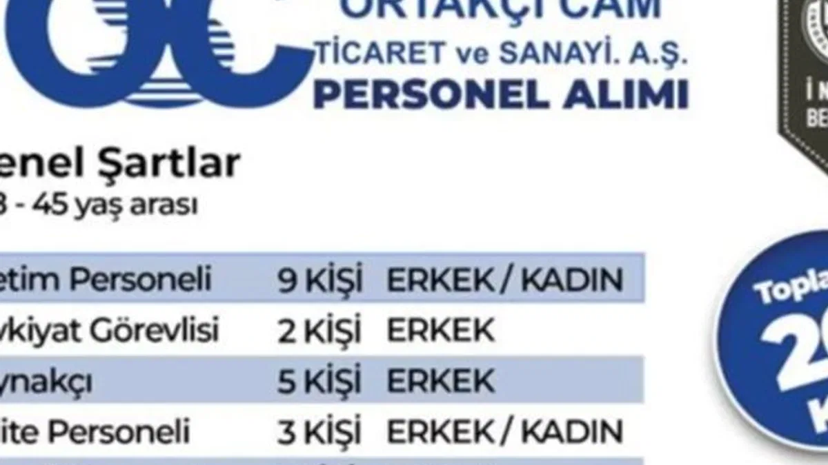 Bursa İnegöl’de Ortakçı Cam 20 Personel Alacak