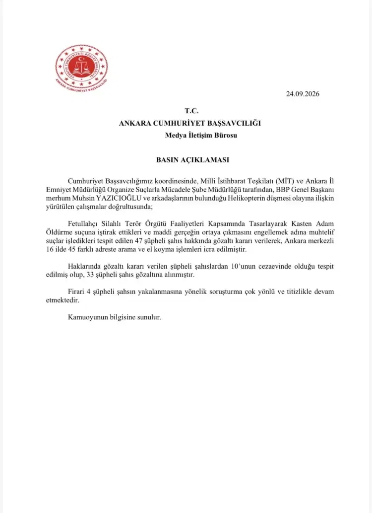 47 şüpheliye Muhsin Yazıcıoğlu operasyonu